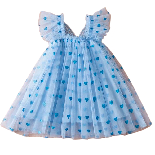 Sweet Hearts tulle wing Dress - Blue