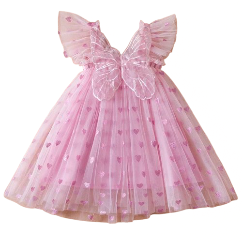 Sweet Hearts tulle wing Dress - Pink