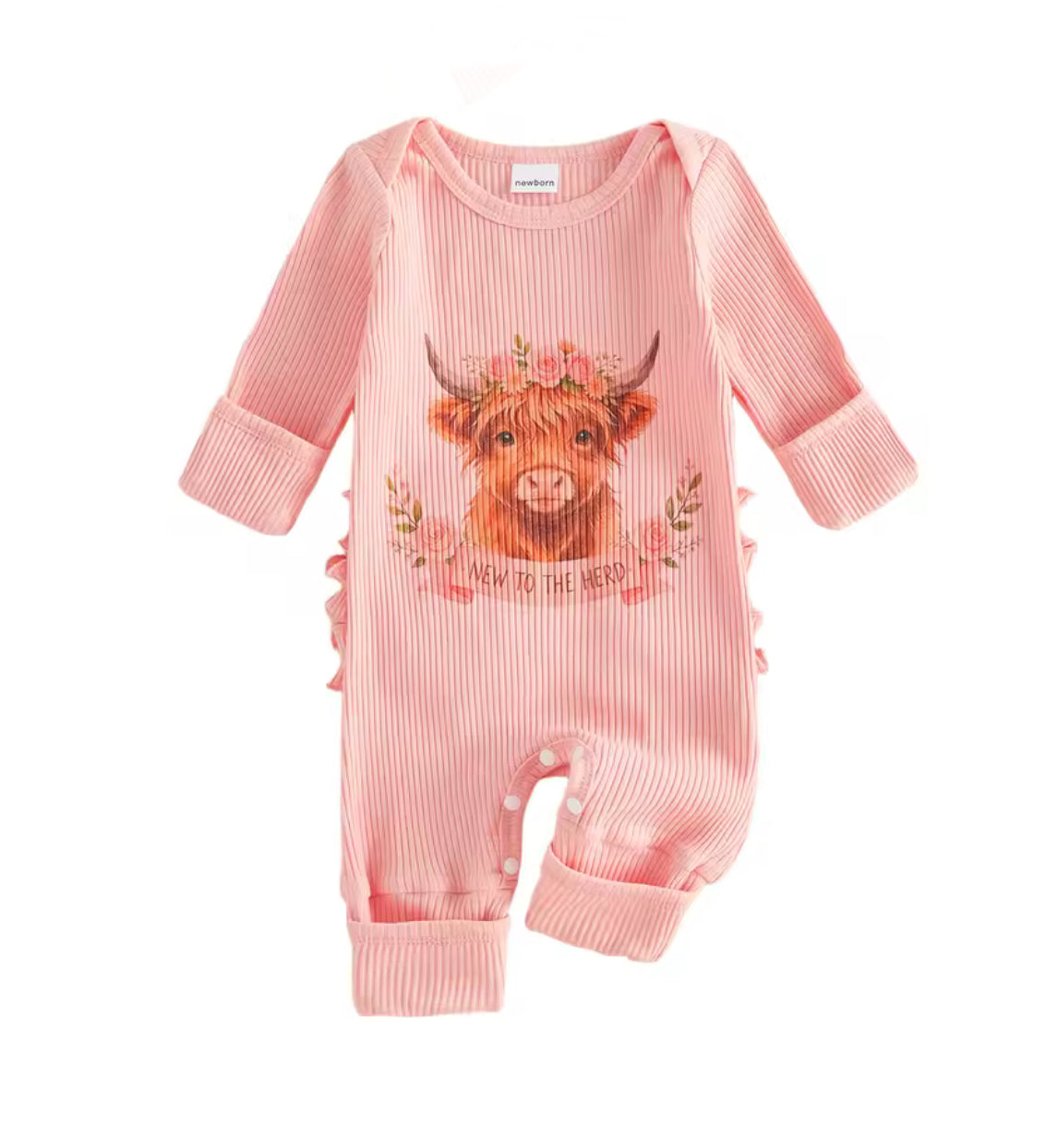 New to the herd cotton Romper-  Highland cow- Style B