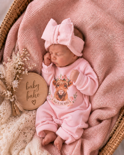 New to the herd cotton Romper-  Highland cow- Style B