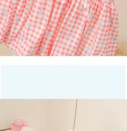 Alexandra cotton gingham Romper /dress Hat Set