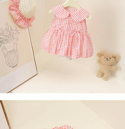 Alexandra cotton gingham Romper /dress Hat Set