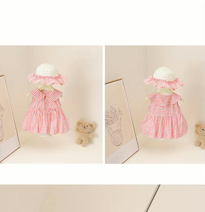 Alexandra cotton gingham Romper /dress Hat Set