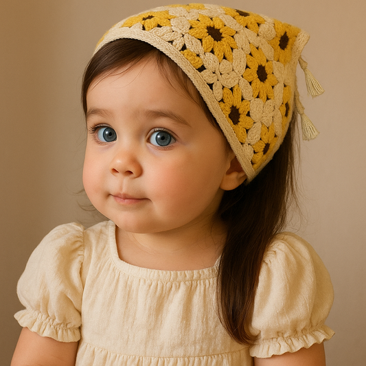 Boho Sunslower Crochet Head Scarf Style #28