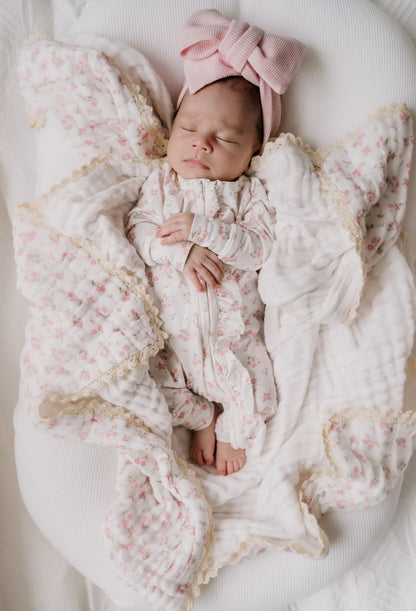 FRILL ZIP ROMPER | PAISLEY PEONY