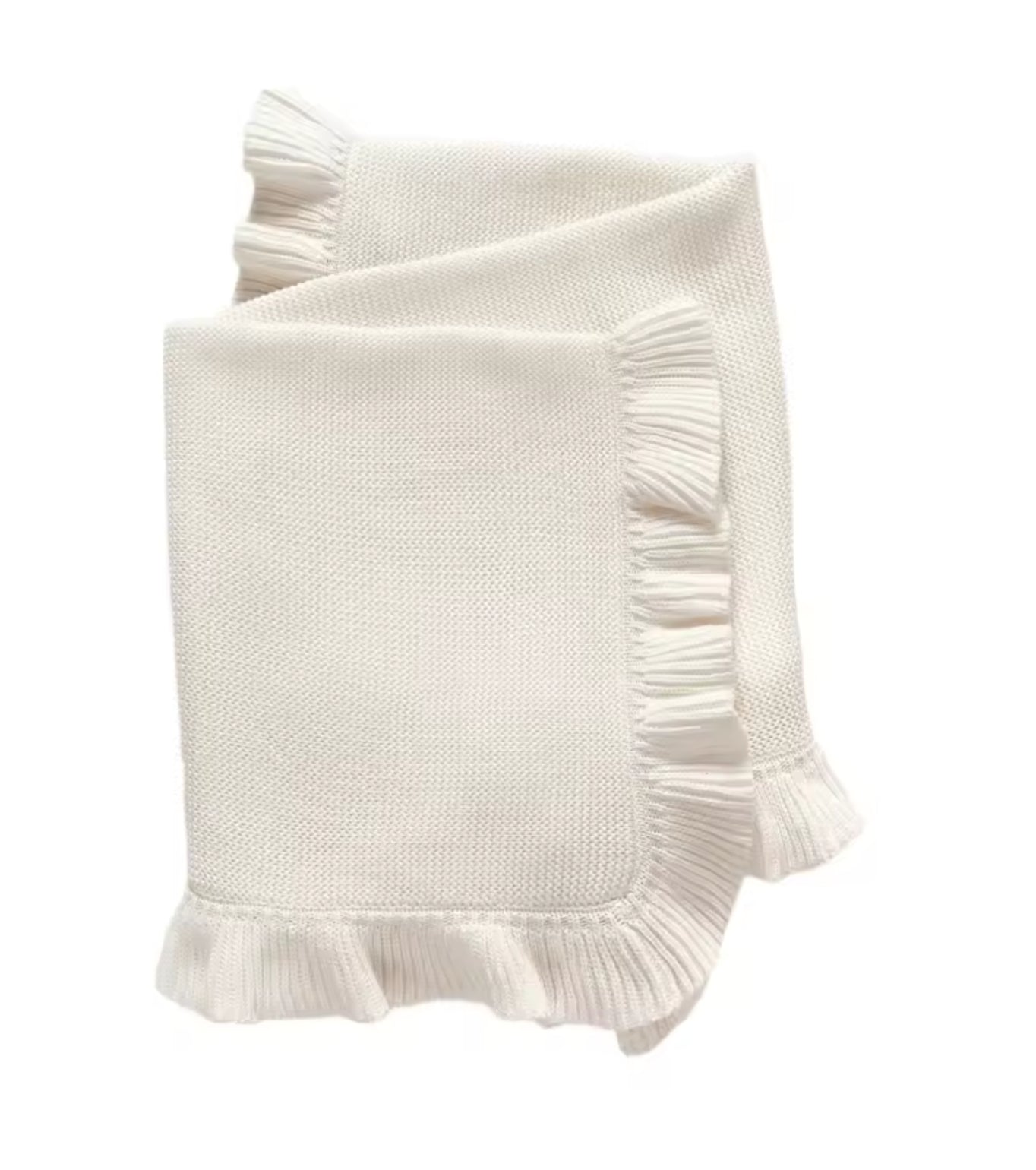 Cassandra white cotton knit Blanket