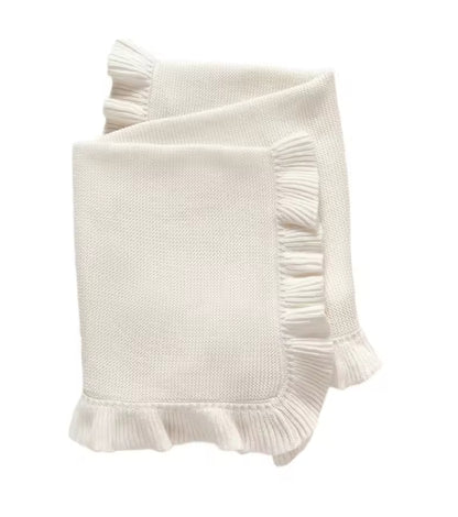 Cassandra white cotton knit Blanket