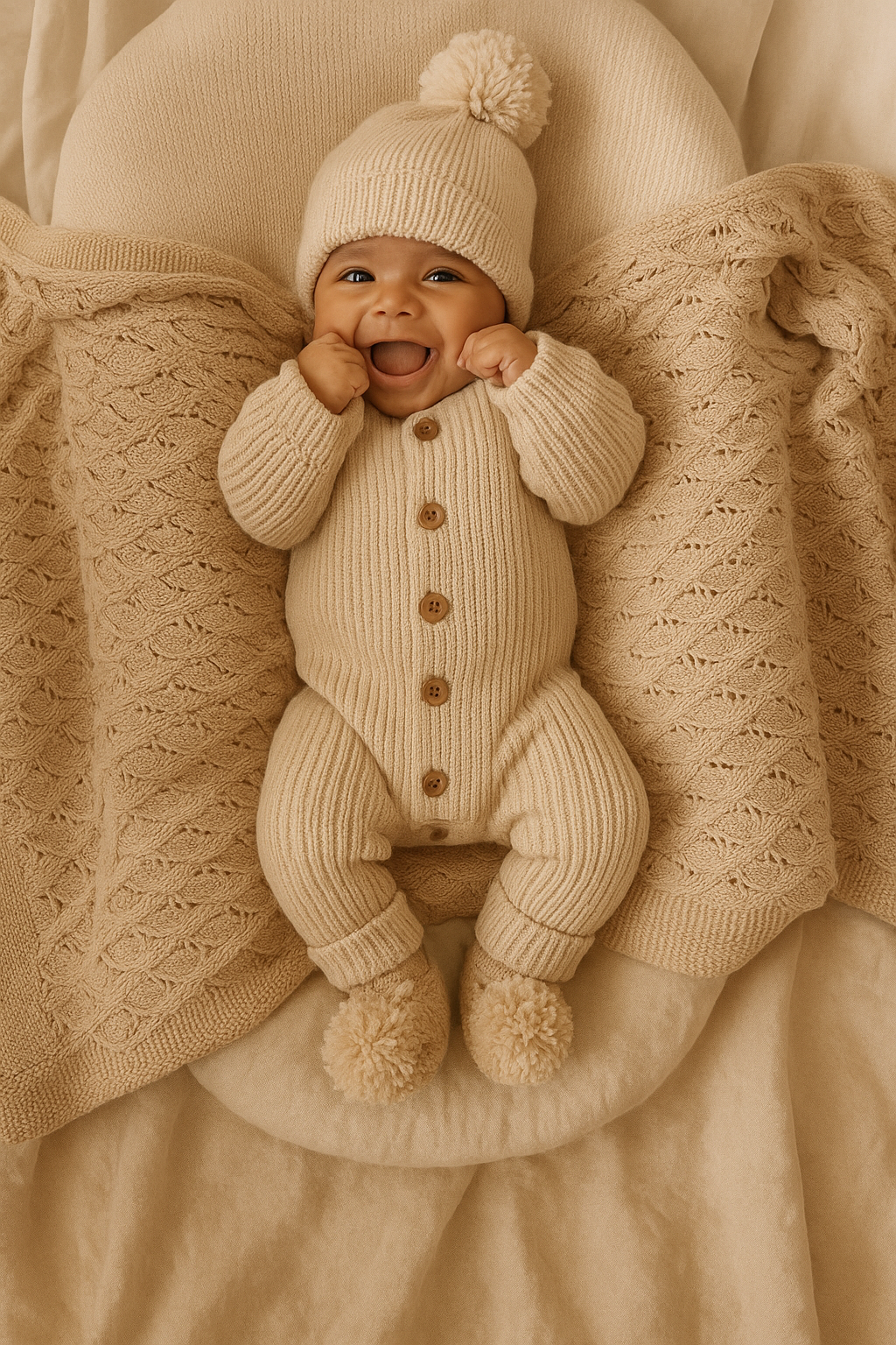 Chloe leaf knit cotton Blanket