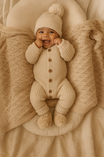 Chloe leaf knit cotton Blanket