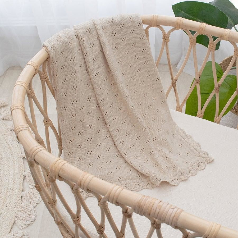 Taylor pointelle knit cotton Blanket