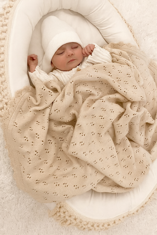 Taylor pointelle knit cotton Blanket